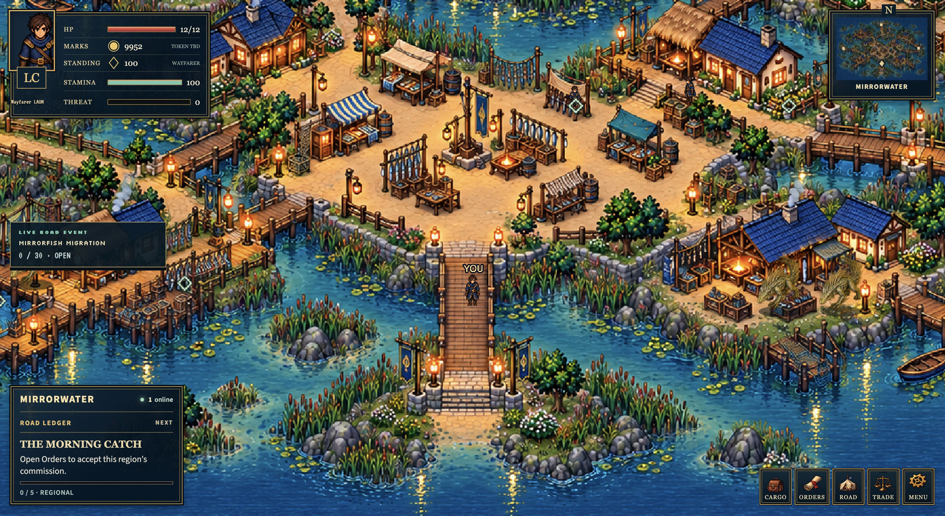 Mirrorwater's fishing docks in the game